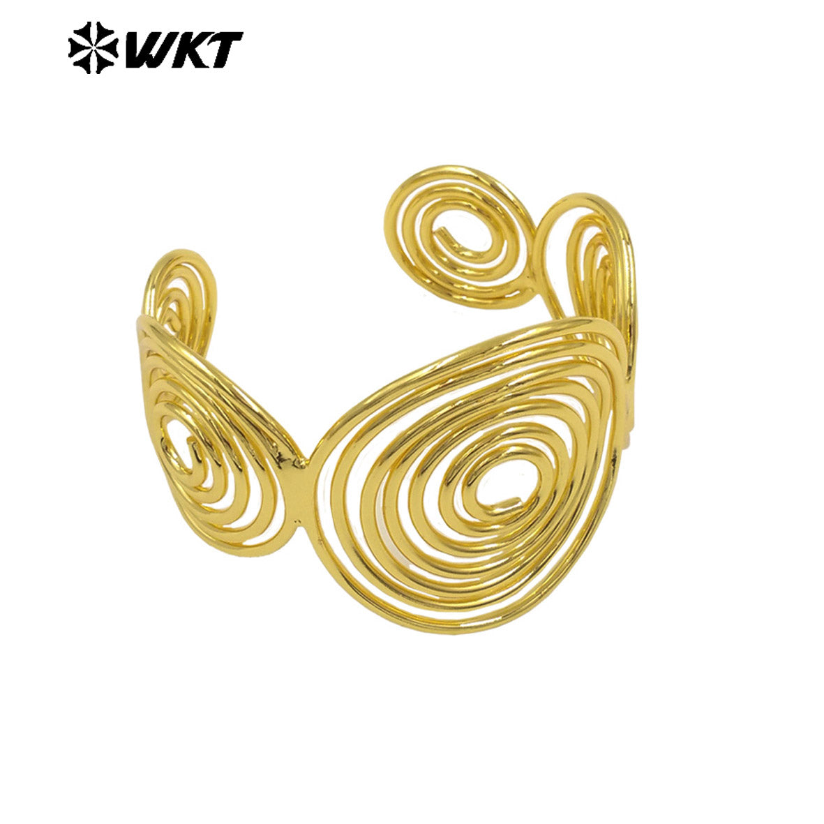 WT-B687 Stylish Unique 18K Gold Plated Hollow Ring Patchwork Mosquito Coil Shape Ripple Bracelet for Women Jewelry Accessories