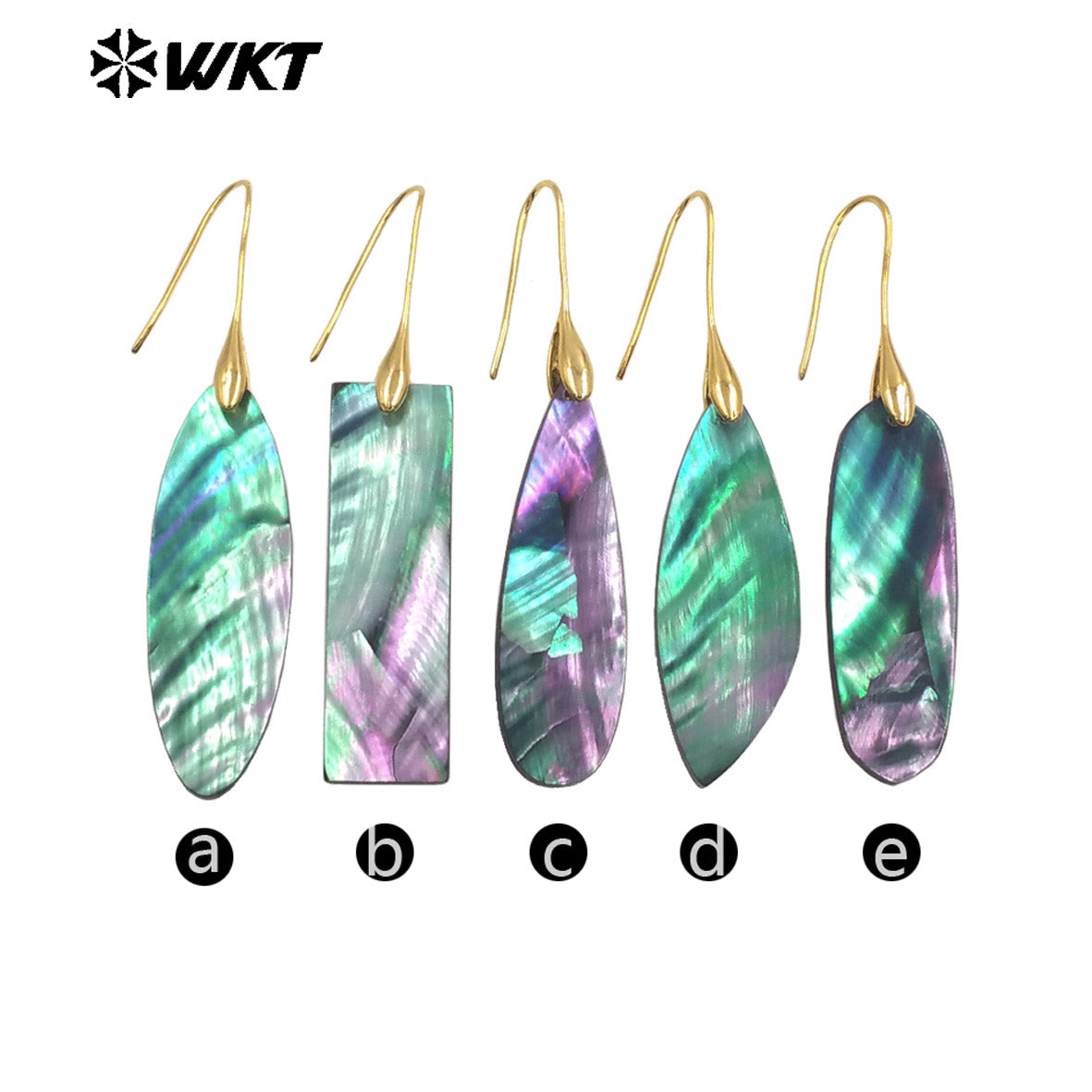 WT-MPE162 Good Quality Vintage Style Sparkling Multi Shapes Natural Abalone Shell Earrings For Ladies Party Jewelry Gift