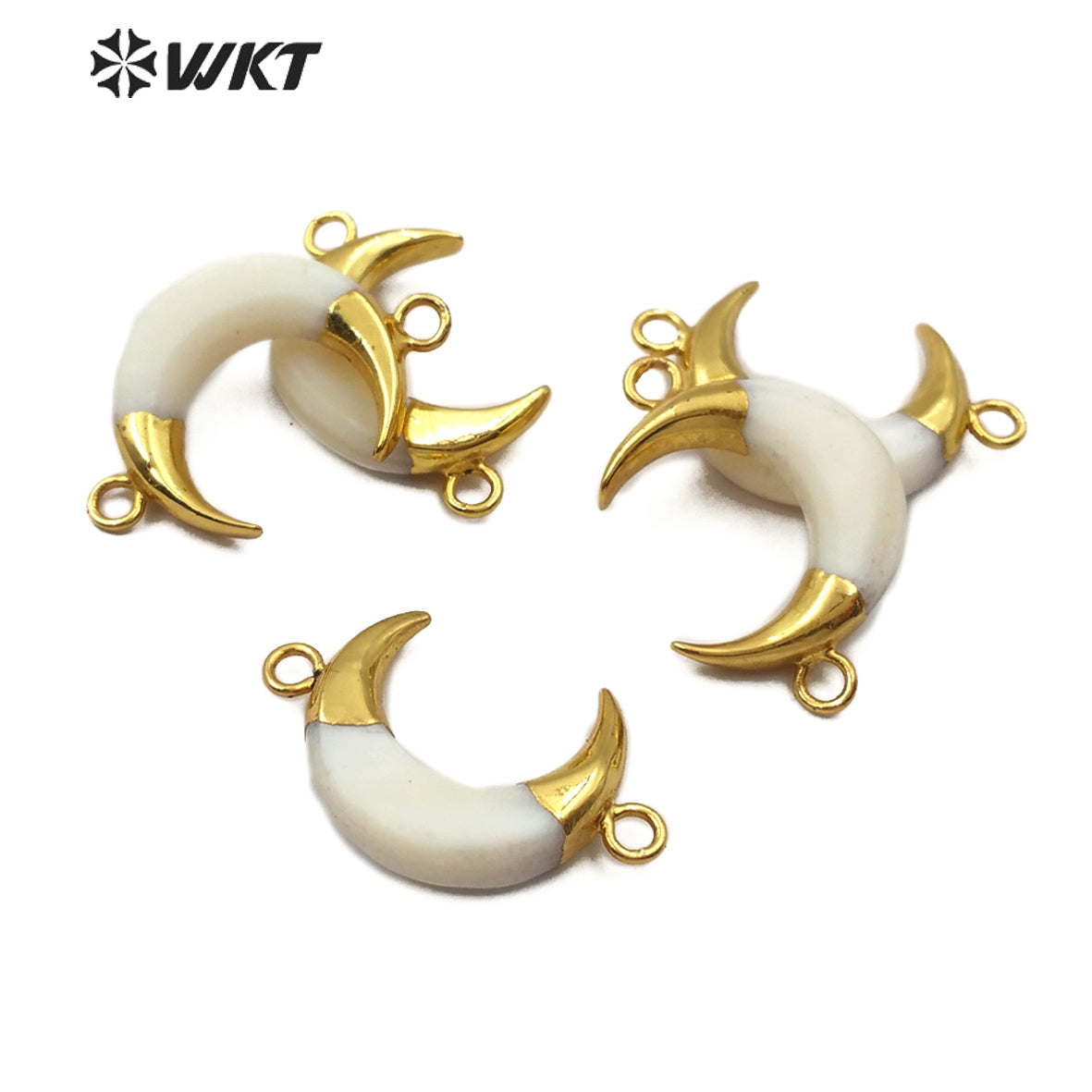 WT-C286 New Design Jewelry Crescent Horn Shell Pendant Connector Gold Connector Wholesales in Stock Connector