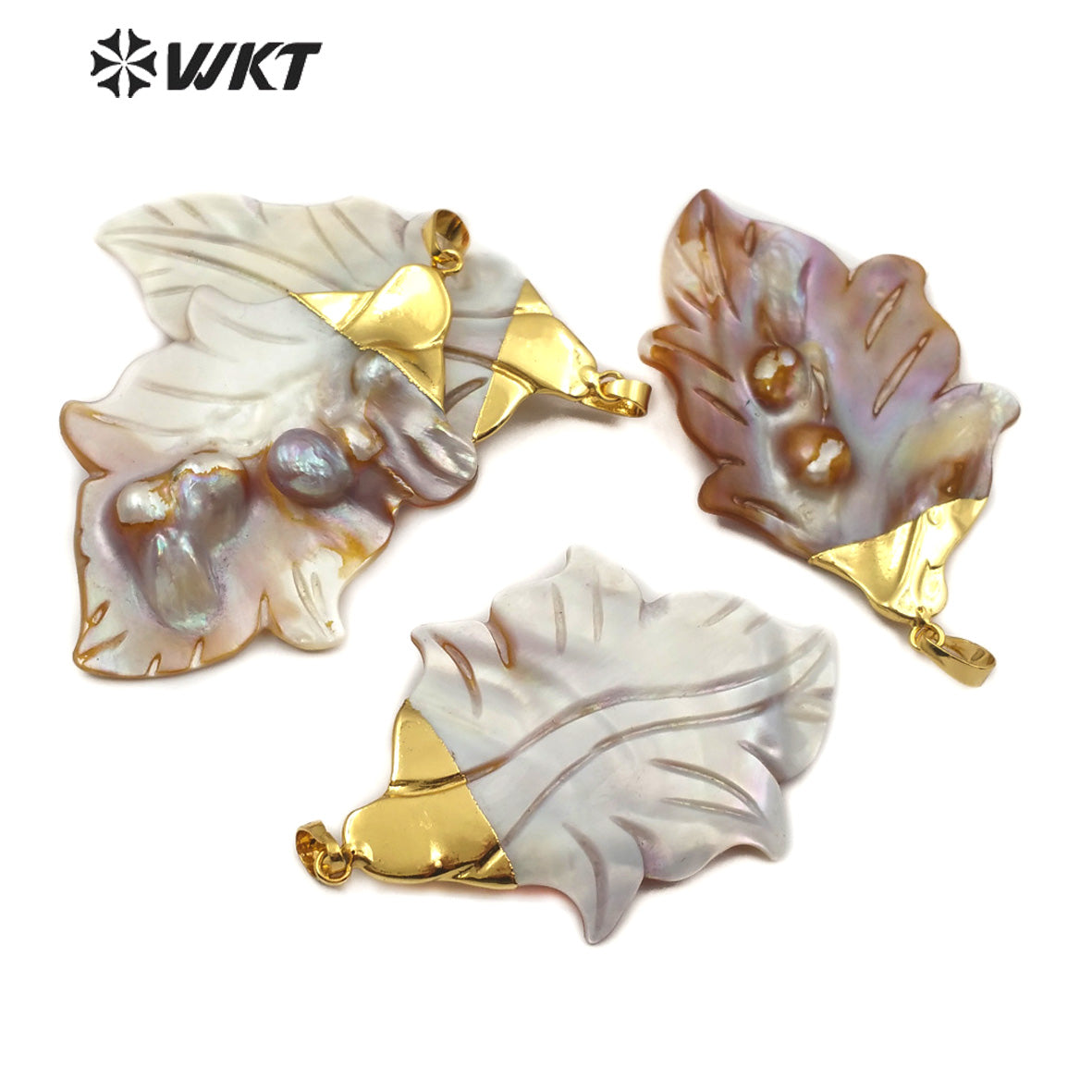 WT-JP139 Wholesale New Arrival Unique Natural Pearl Pendant Jewelry the Top in 18K Gold Plated Mother of Pearl Pendant