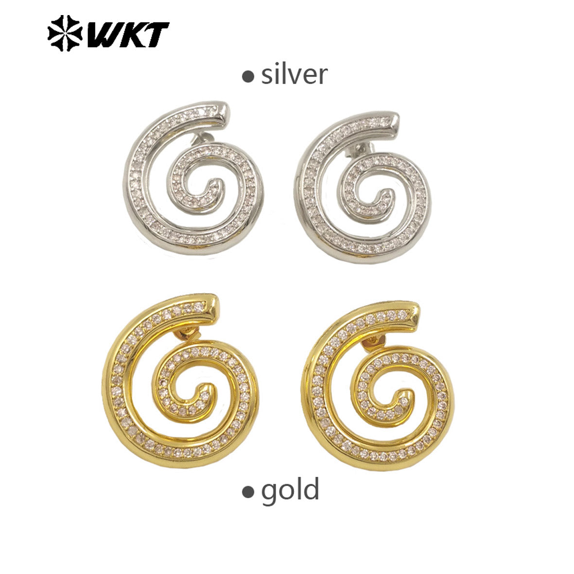 WT-ME111 New Exquisite 18K Gold Plated Mosquito Coil Cubic Zircon High Quality Earrings for Women As Daily Fashion Jewelry