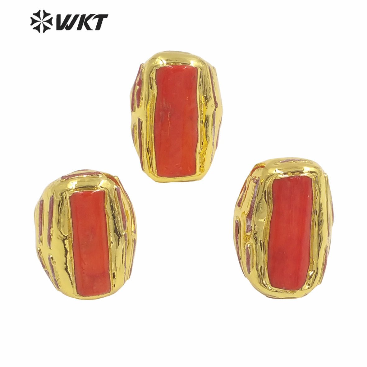 WT-MPR059 Trendy Romantic Freshwater Natural Red Coral 18k Gold Plating Ring Lovely Women Boho Ring for Gift