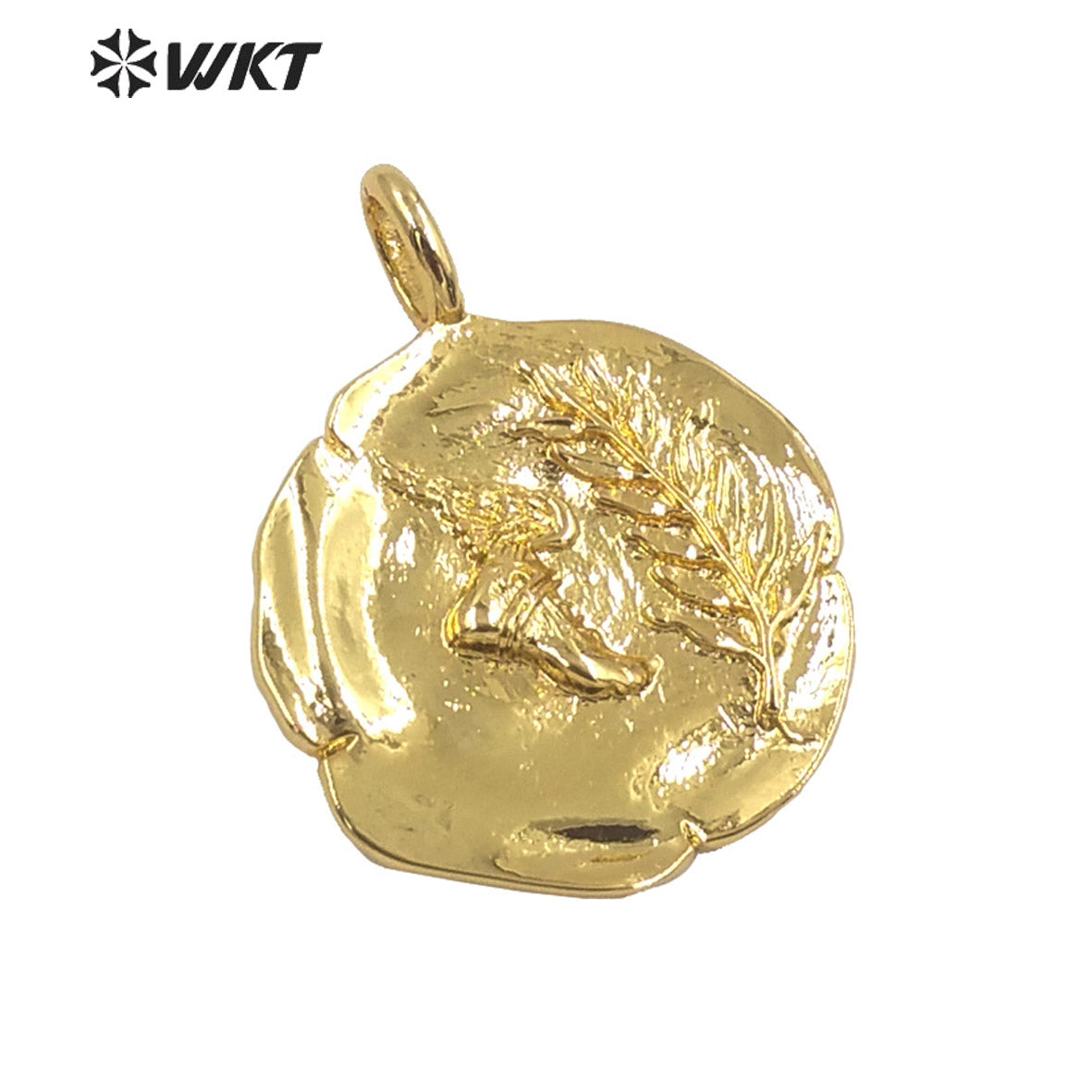 WT-MP208 Amazing New Full 18k Real Gold Plated Brass Metal Symbolized Pendant Round Flower Religious Metal Charms for Necklace