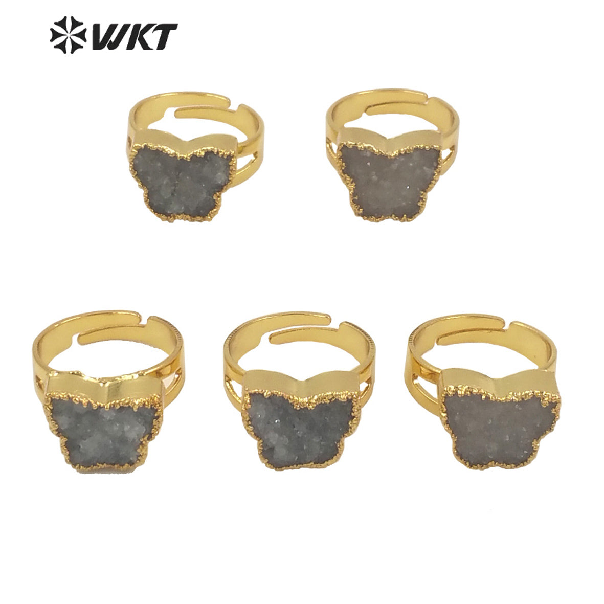 WT-R377 WKT Women Gorgeous Gold Electroplated Pearl and Tourmaline Stone Ring Fashion Gemstone Cocktail Ring for Party