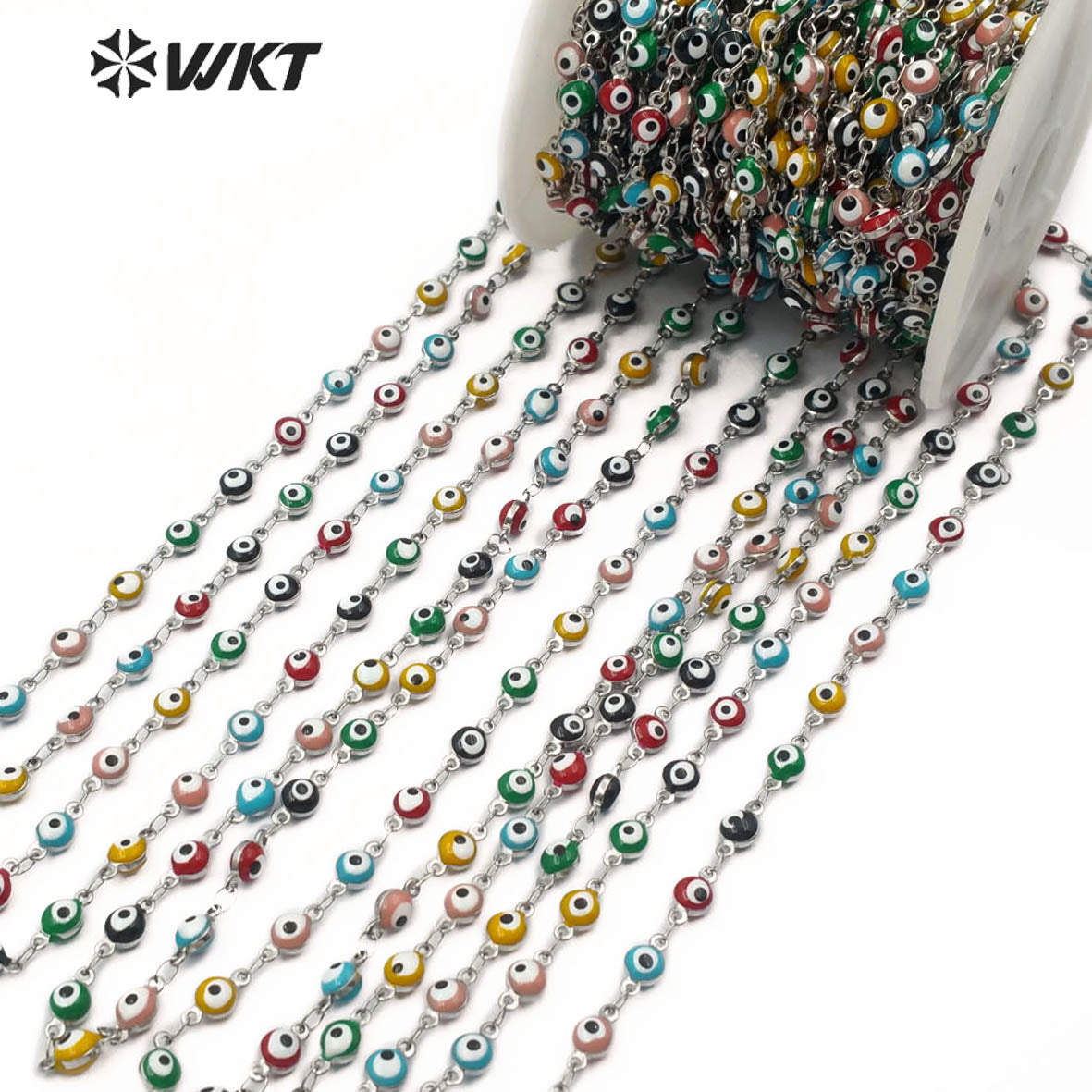 WT-RBC103 Wholesale Sliver Color Chain Can DIY Necklace and Bracelet Stainless Steel Eye Chain in IPG Plated Beads Chain