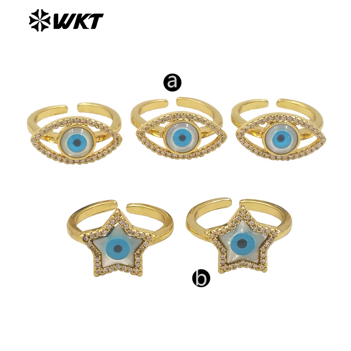WT-MPR102 Wholesale New Gold Plated Charming Natural Shell Made Lady Lovely Star Eye Ring in Adjustable