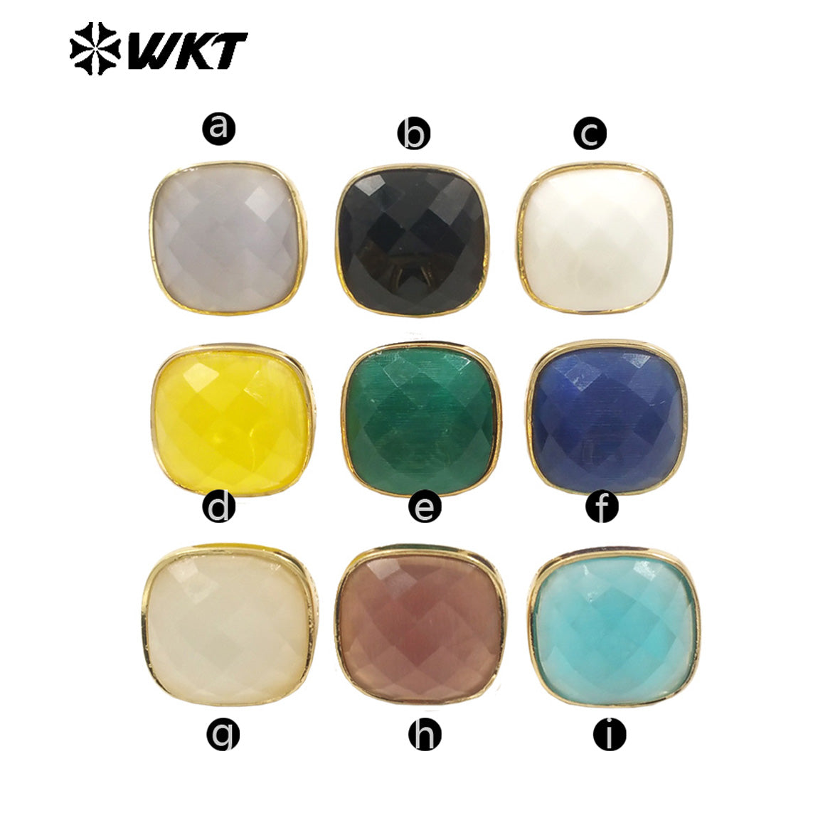 WT-R517 Wholesale Newest Spring Design Colorful Faceted Cat Eye Stone Square Unisex Ring for Party Jewelry