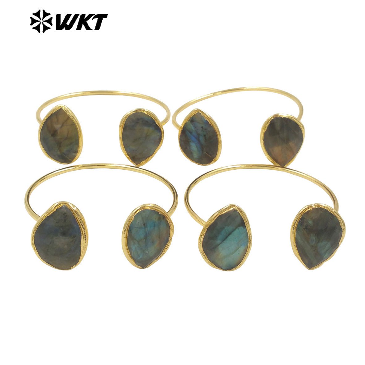WT-B682 New Product Explosion Attractive 18K Gold Plated Water Drop Shaped Natural Labradorite Bracelet for Girl As Special Gift