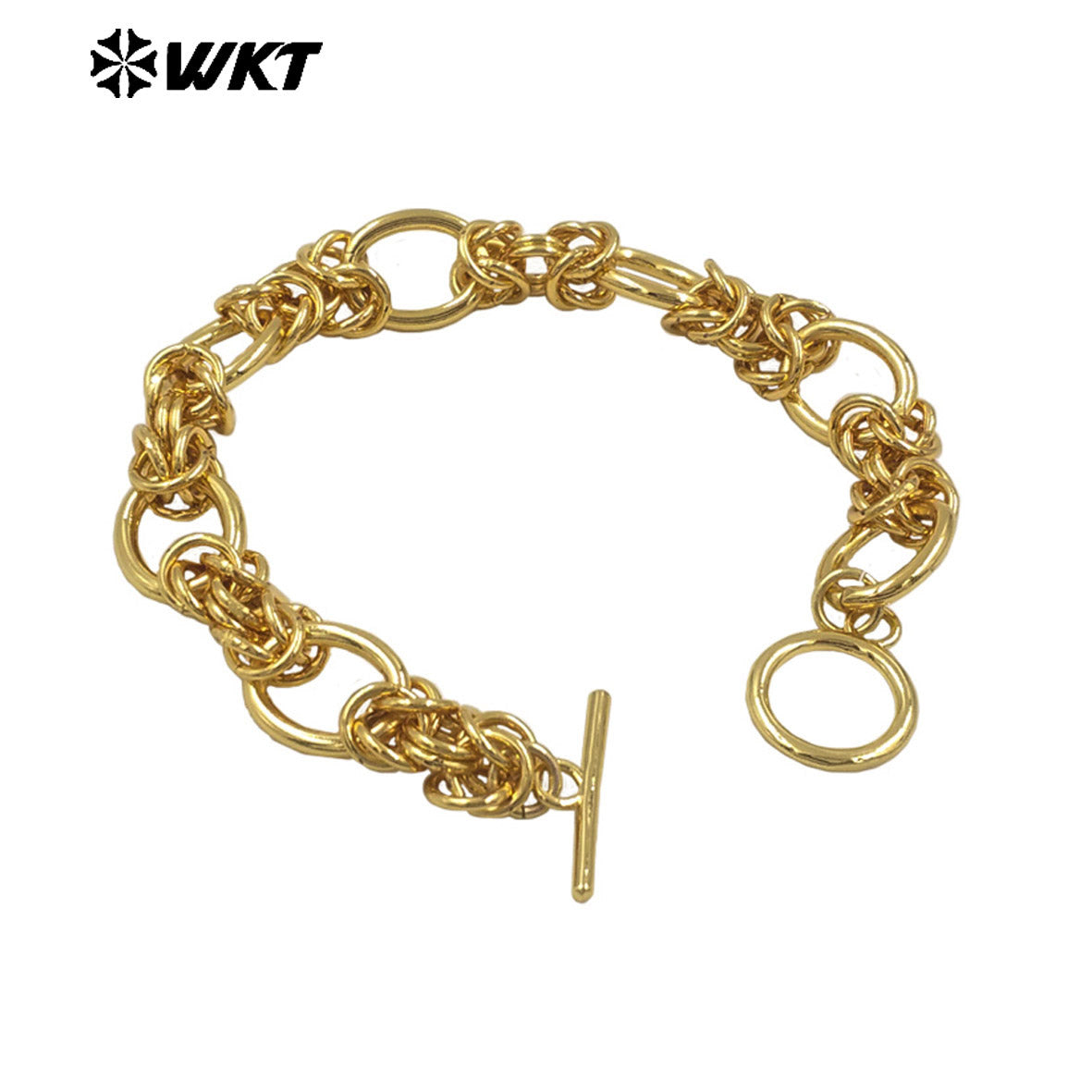 WT-JF354 Big 18k Real Gold Plated Resist Tarnished Custom Hand Make Knot Miami Cuban Chain Fashion Jewelry Bracelet for Women