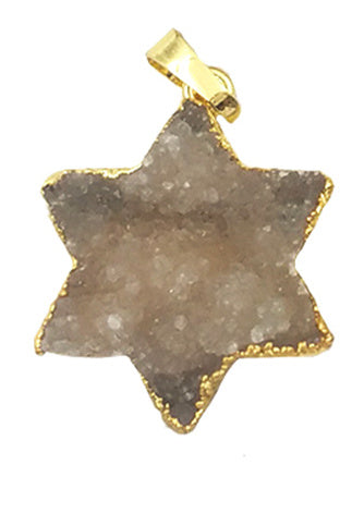 WT-P1508 Bohemian Natural Hexagonal Druzy Quartz Pendant Gold Plated Women Fashion Elegant Charm Jewelry Druzy Crystal Pendant