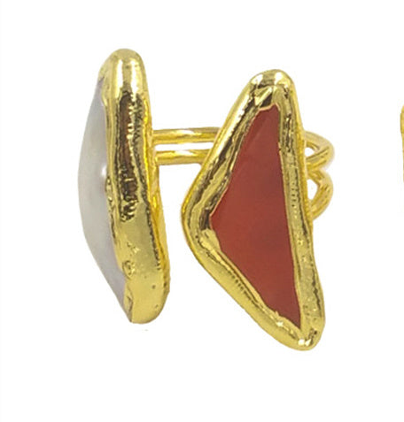 WT-MPR035 French Vintage Pearl Cat Eye Stone Rings Adjustable Size Women's Jewelry 18k Gold Plated Rings Natural Pearl Rings
