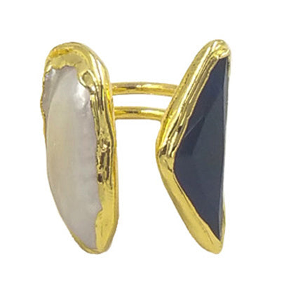 WT-MPR035 French Vintage Pearl Cat Eye Stone Rings Adjustable Size Women's Jewelry 18k Gold Plated Rings Natural Pearl Rings
