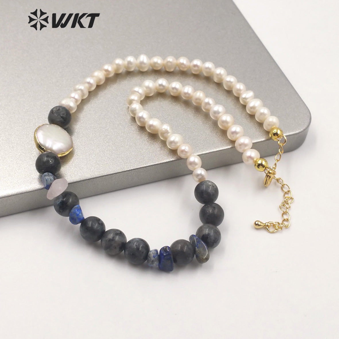 WT-JN122 WKT 14 Inch Long Pearl Necklace Hand Make Strand Beads Necklace Office Lady White Pearl Stone Choker Necklace