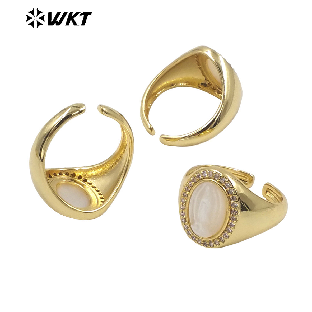 WT-MR020 Round Mother of Pearl Simple and Elegant Open Size Christian Virgin Mary Ring