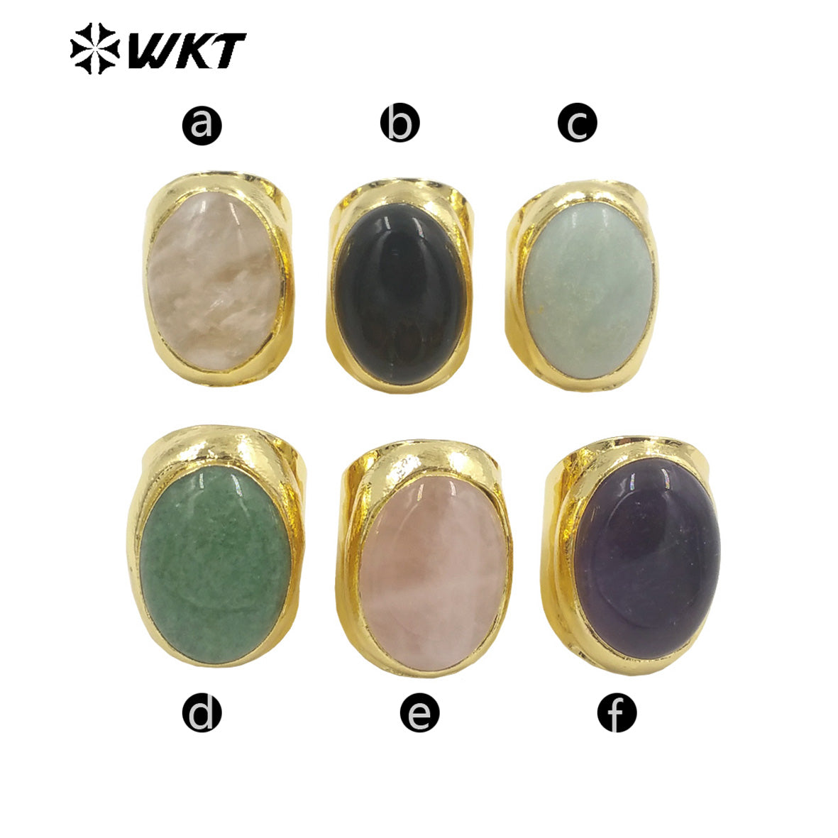 WT-R467 Newest Trendy Fashion HOT Ins Gemstone Jewelry Ring 18k Real Gold Plated Round Stone Anneversary Women Ring