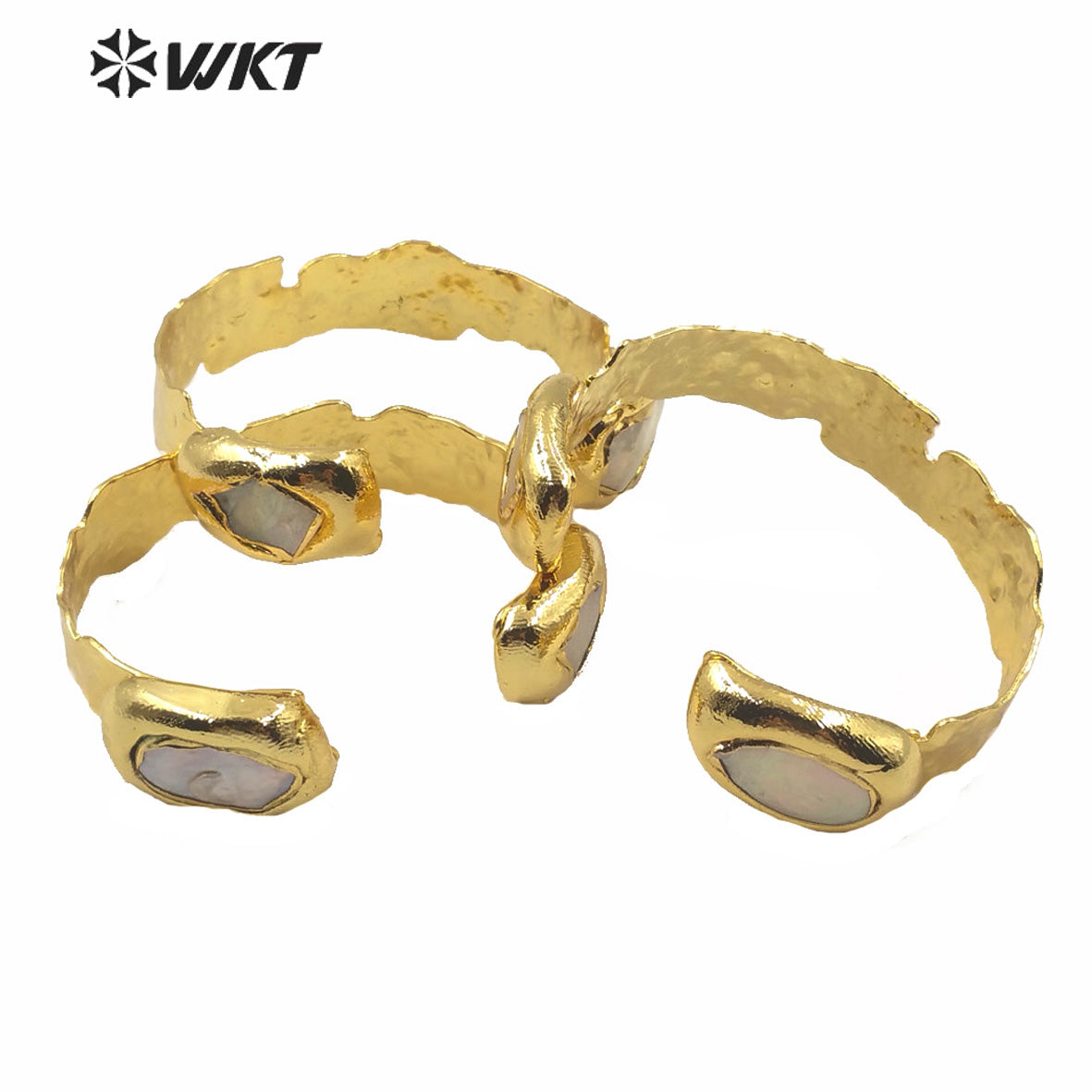 MPB020 Wholesales Double Pearl Fashion Women Bangle Gold Electroplated Cuff Adjustable Pearl Bangle for Weddings
