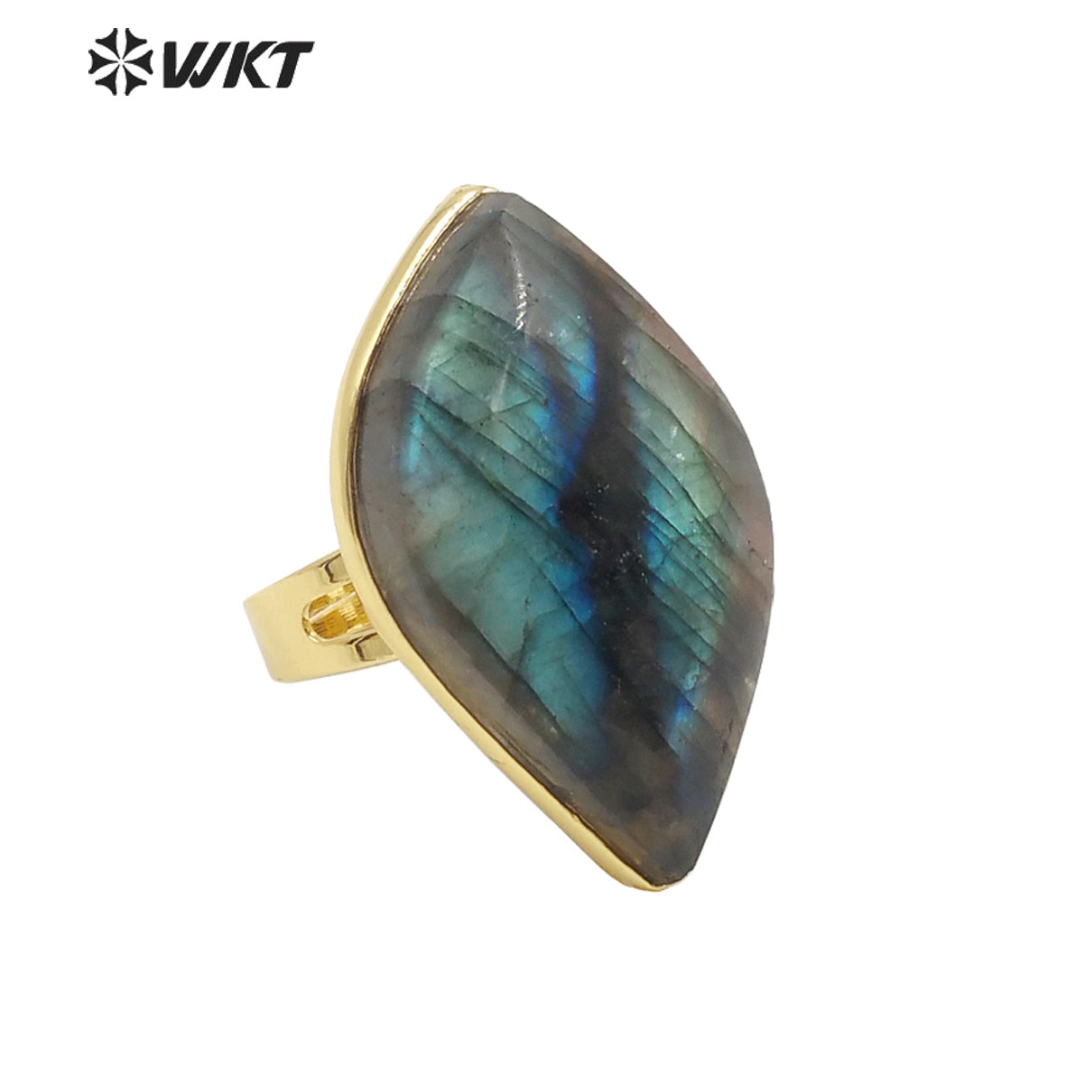 WT-R389 WKT 2022 New Fashion Adjustable RingFor Gift Jewelry Labradorite Stone for Women Girls Wedding Engagement Stone Rings