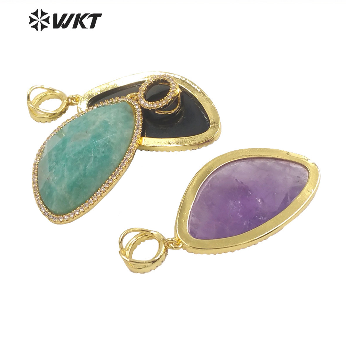 WT-MP239 WKT 2022 Hot Sale Infinity Charms Colored Stone Oval Pendant Zircon Pendant Lady Necklace Jewelry for Gift