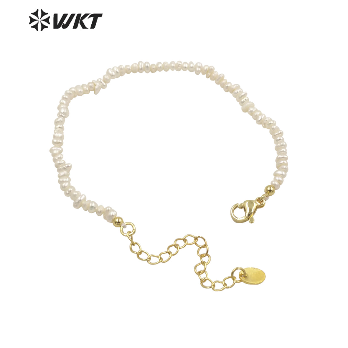 WT-MPB069 Amazing Tiny Potato Shape Freshwater Pearl Bracelet Simple Elegant Hand Strand Gorgeous Pure Pearl Bracelet with Chain