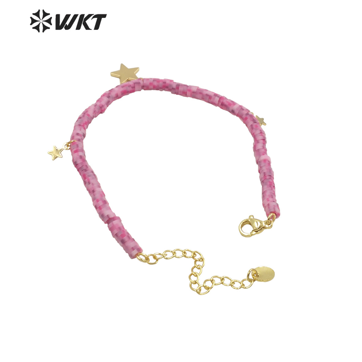 WT-MPB065 WKT New Design Fashion pink Symphony 4mm Beads Star Charm Bracelet Lovely Attractive Handmade Resin Beads Bracelets