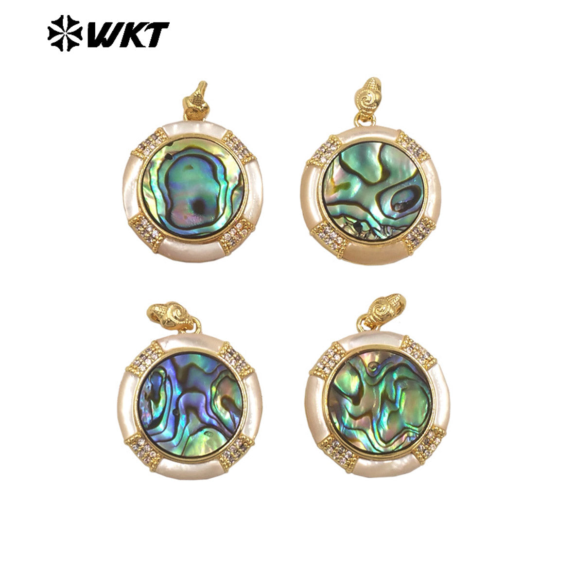 WT-JP431 Excellent 18K Gold Plated MOP With Abalone Shell And Zircon Little Pendant For Luxury Jewelry Necklace Handmade