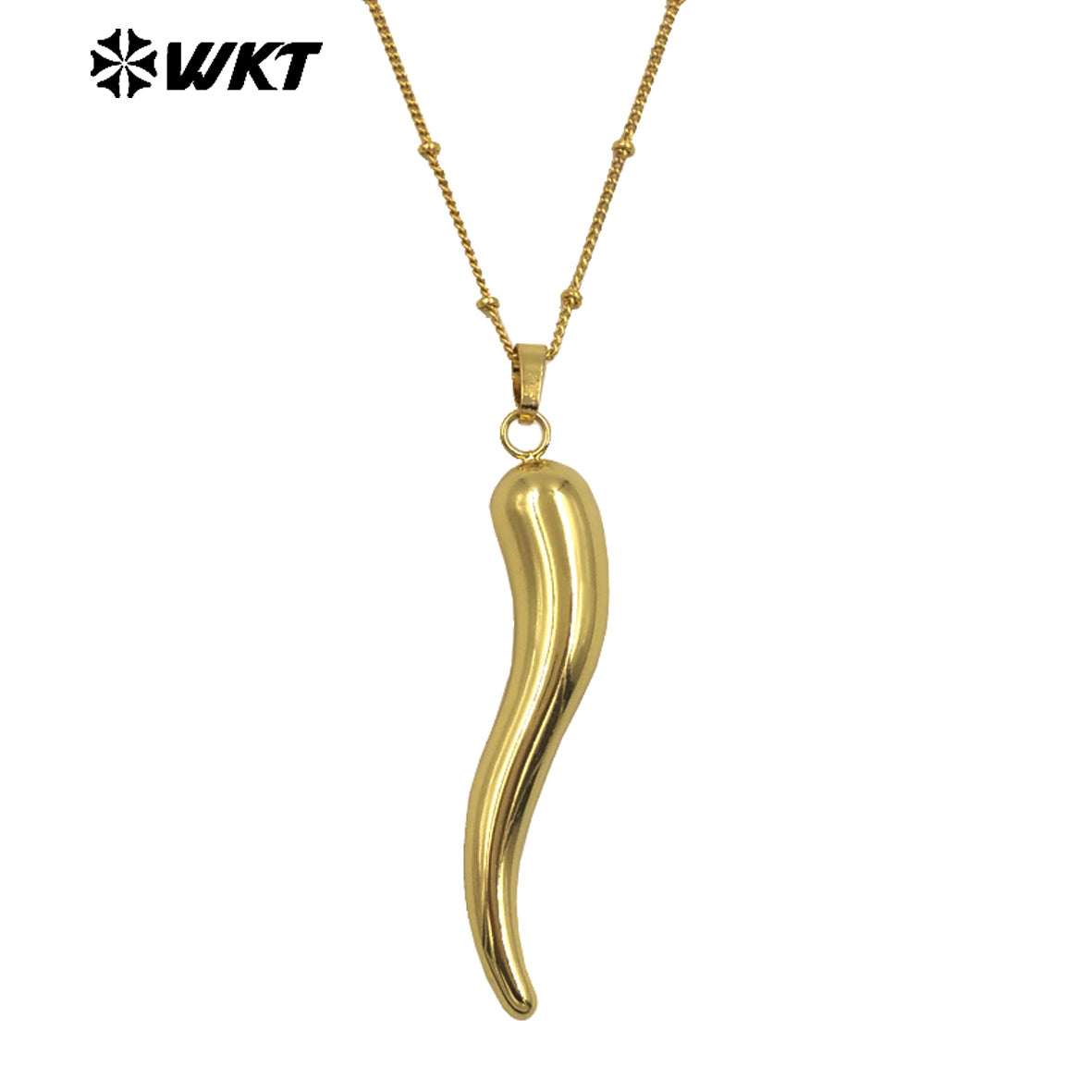 WT-N1480 New Approach Super Hot Long Pepper Horn Necklace With Full Gold Plated Jewelry