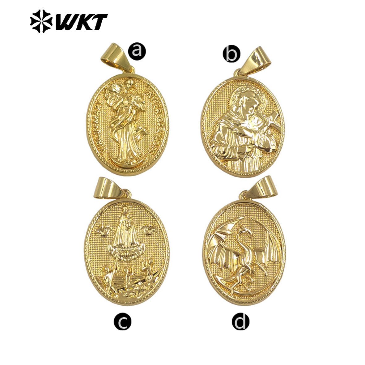 JFE143 New Arrival Metal Yellow Brass Pendant Oval Shape Religious Style Gold Electroplated For Jewelry Handmade Well Quality