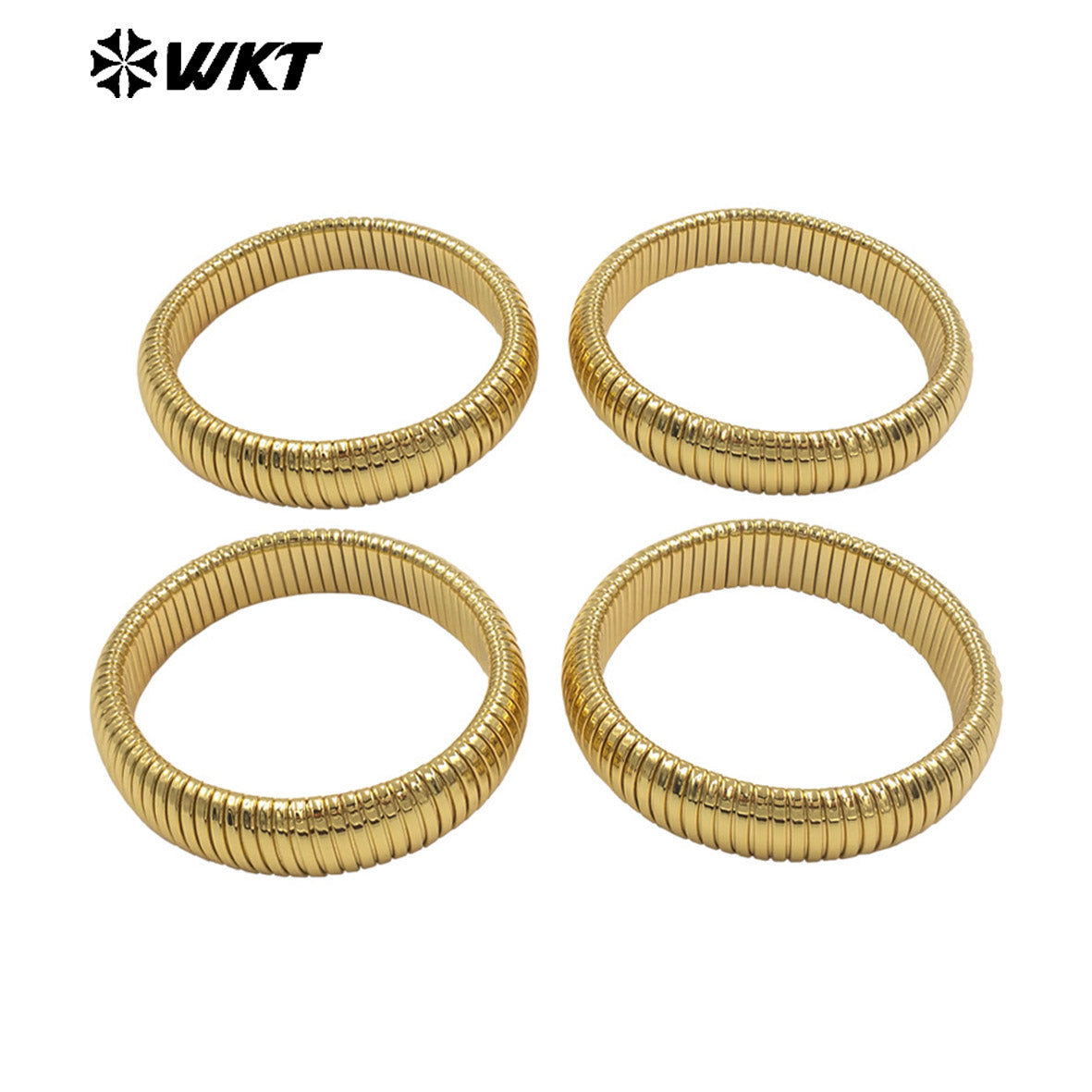 WT-B702 Good Quality Simple Design Gold Electroplated Yellow Brass Round Bangles For Ladies Daily All Match Jewelry Accessory