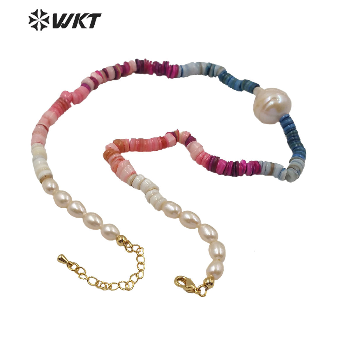 WT-JN114 Amazing Colorful Shell Beads and Baroque Pearl Necklace Stylish Charm Natural Pearl and Shell Necklace