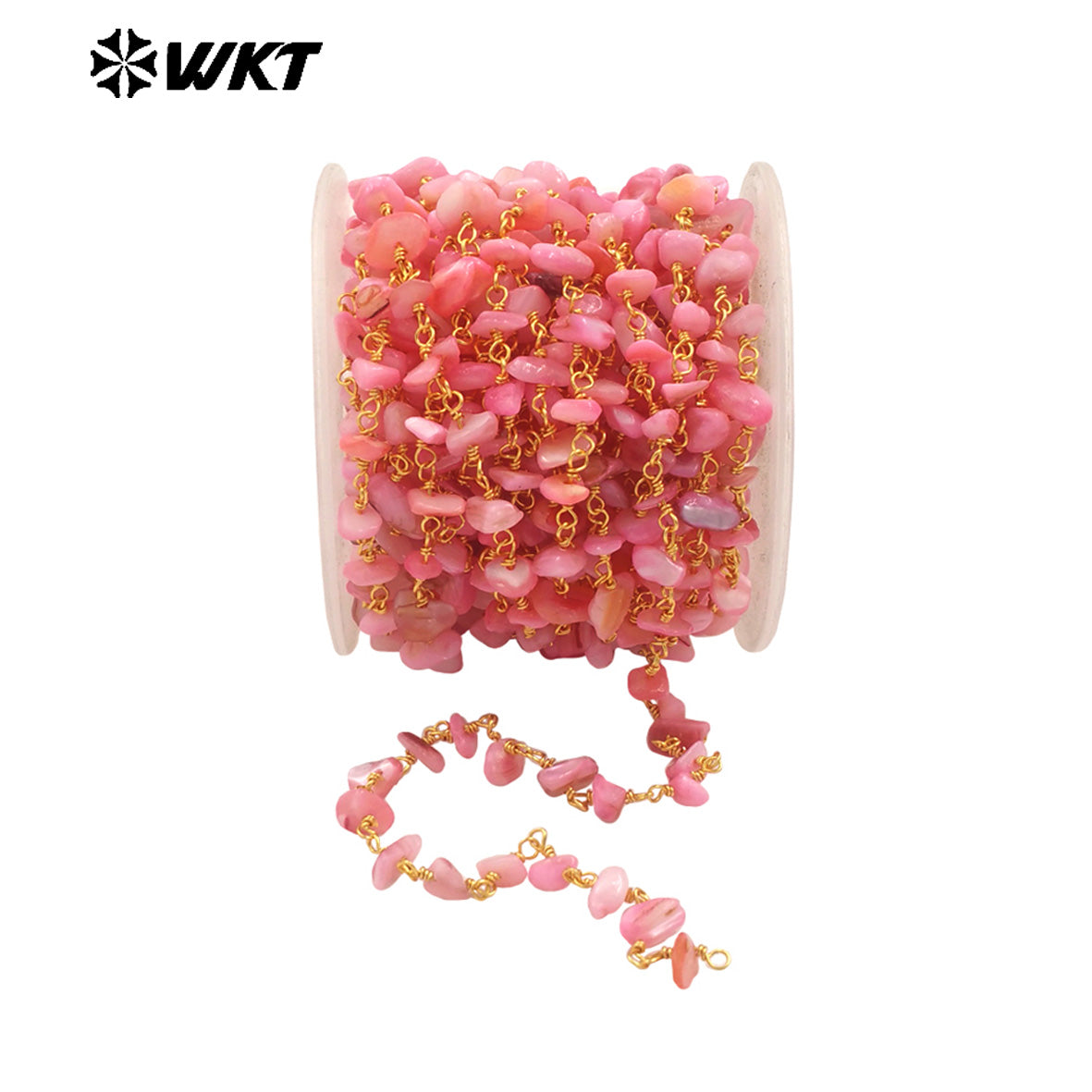 WT-RBC238 Spring New Color Fashion Colorful Shell Made by Wire Wrapped Beads Chain for Jewelry Diy Findings