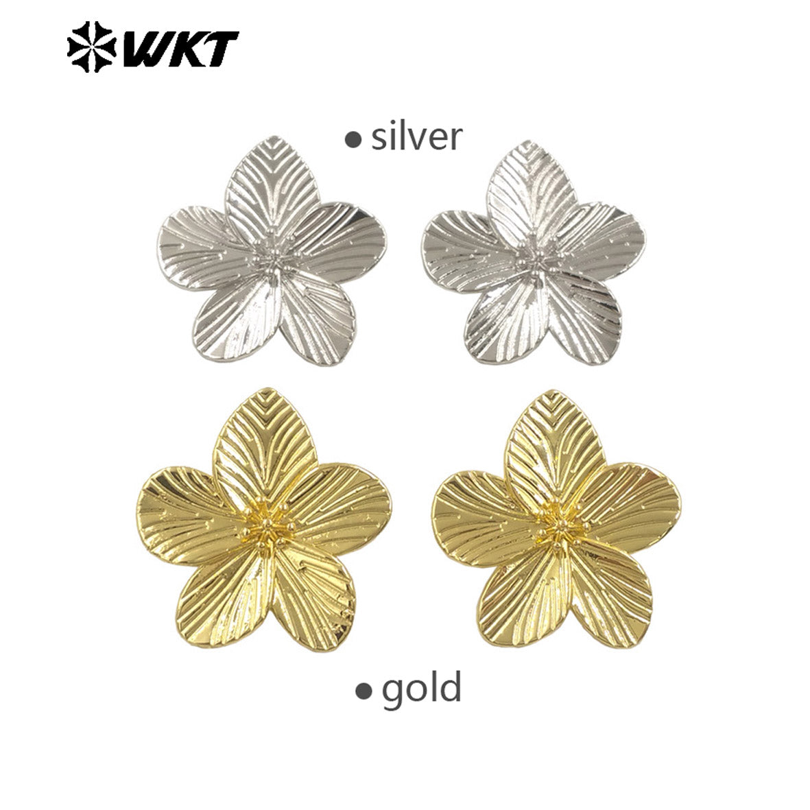 WT-E760 Explosive New Products Flower Shape 18K Gold Plated and Silver Earrings for Women As Birthday and Anniversary Gifts