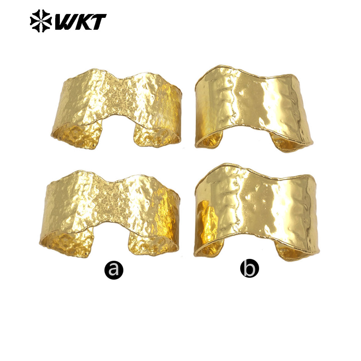 WT-B701 Boutique Yellow Brass 18K Gold Plated Uneven And Smooth Double Designs Women Cuff Bangles For Fashion Patry Jewelry