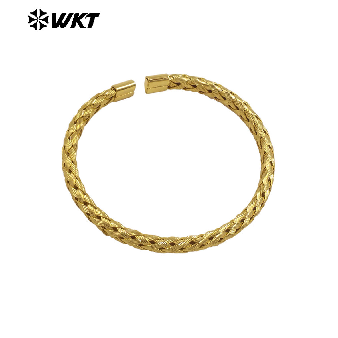 WT-JF362 Popular Sales Yellow Brass Made Simple 18k Real Gold Plated Women Cuff Bangle in Adjustable