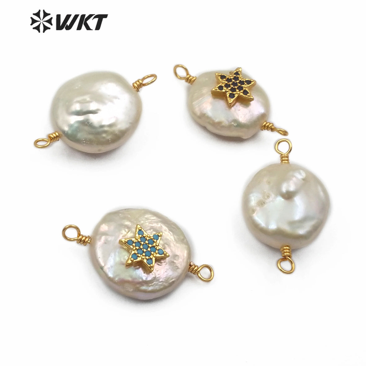 MC274 Newest Charm Jewelry Pearl With CZ Stone Pendant Connector Star Shape Colorful Pendant Lady Fashion Jewelry