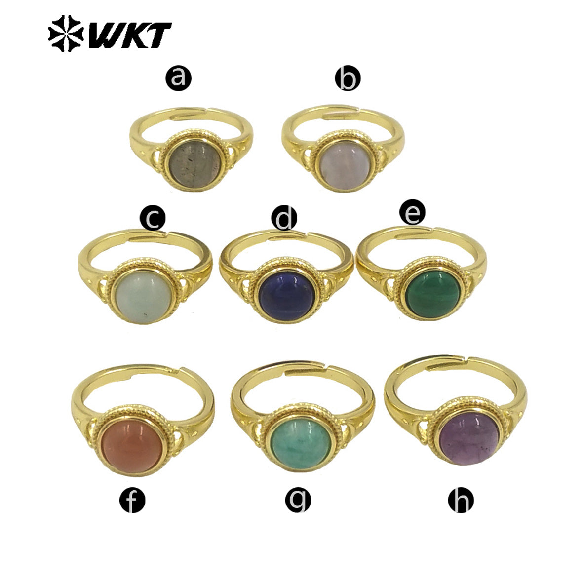 WT-R510 Wholesale Fashion Round Gemstone Made Charming 18k Gold Plated Adjustable Size Lady Stone Ring