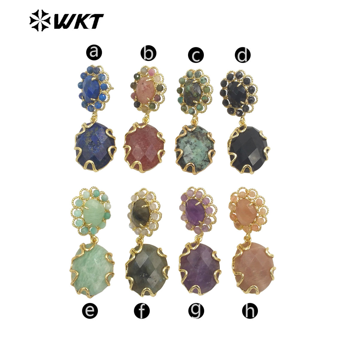 WT-E720 Gorgeous Faceted Stone Made Earrings Women Gold Claw Setting Handmade Sun Stone Dangle Earrings INS Hot Charming Earring