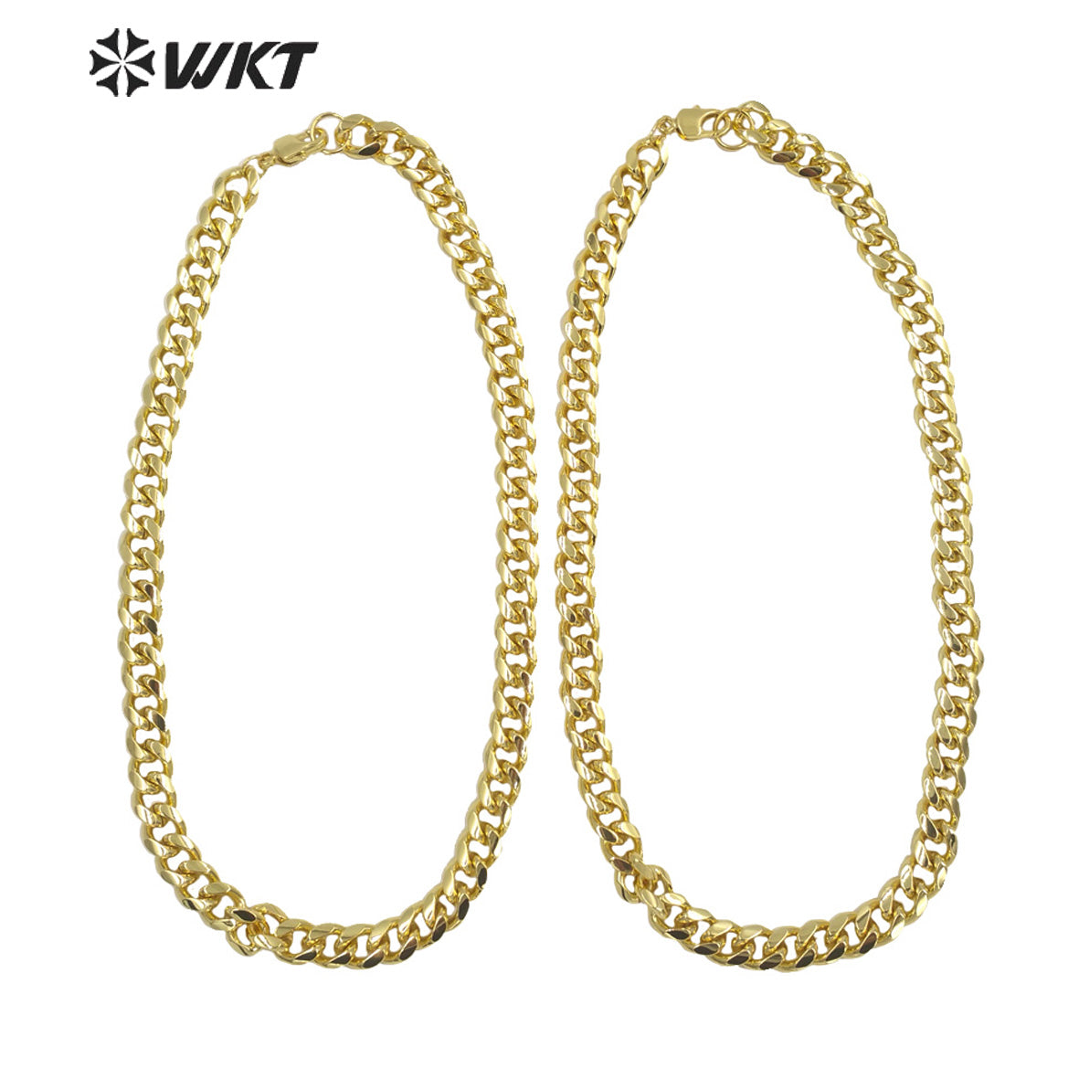 BFN015 WKT Newest Fashion 18k Real Gold Plated Alloy Metal Chain Necklace Big Chunky Faceted Finished Twisted Simple Chocker