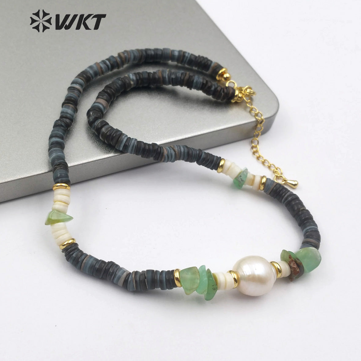 WT-JN101 Wholesale Natural Shell Beads Choker Necklace in 16" Inch Long With Pearl Women Stylish Jewelry Natural Shell Necklace