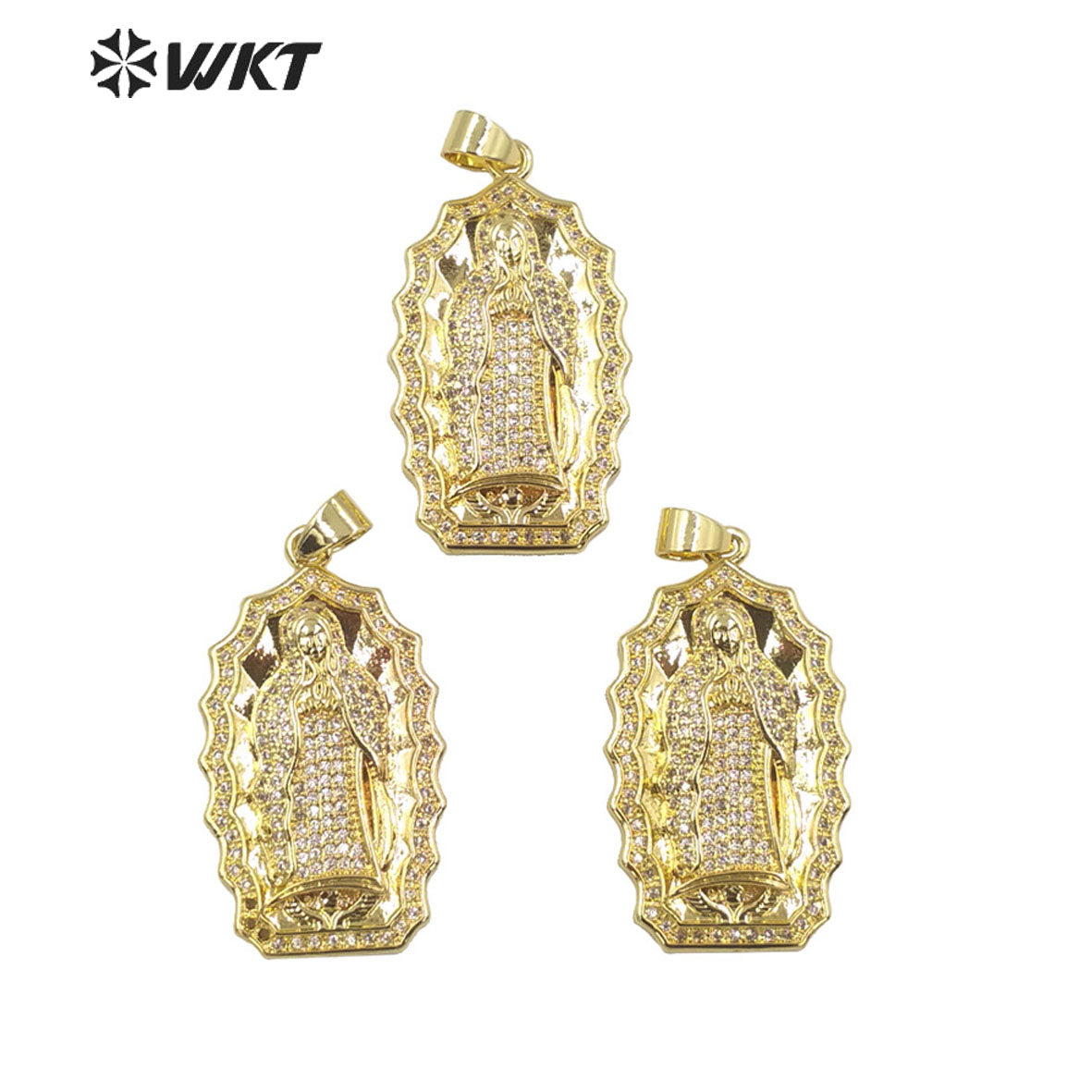 WT-MP277 Newest Vintage Style Female Deity Shaped Natural Shell Shell&Cubic Zircon Madonna Design Pendant