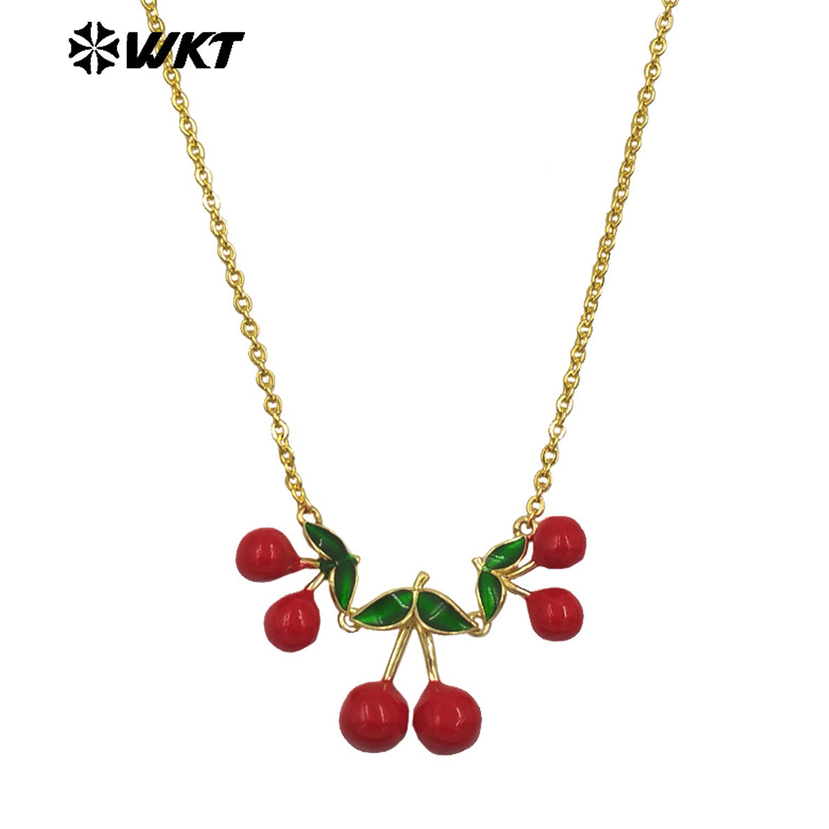 WT-JFN41 Beautiful Newest Gold Plated Necklace With Three Cherries Tiny Chain For Women Jewelry Accessories Gift Wholesale