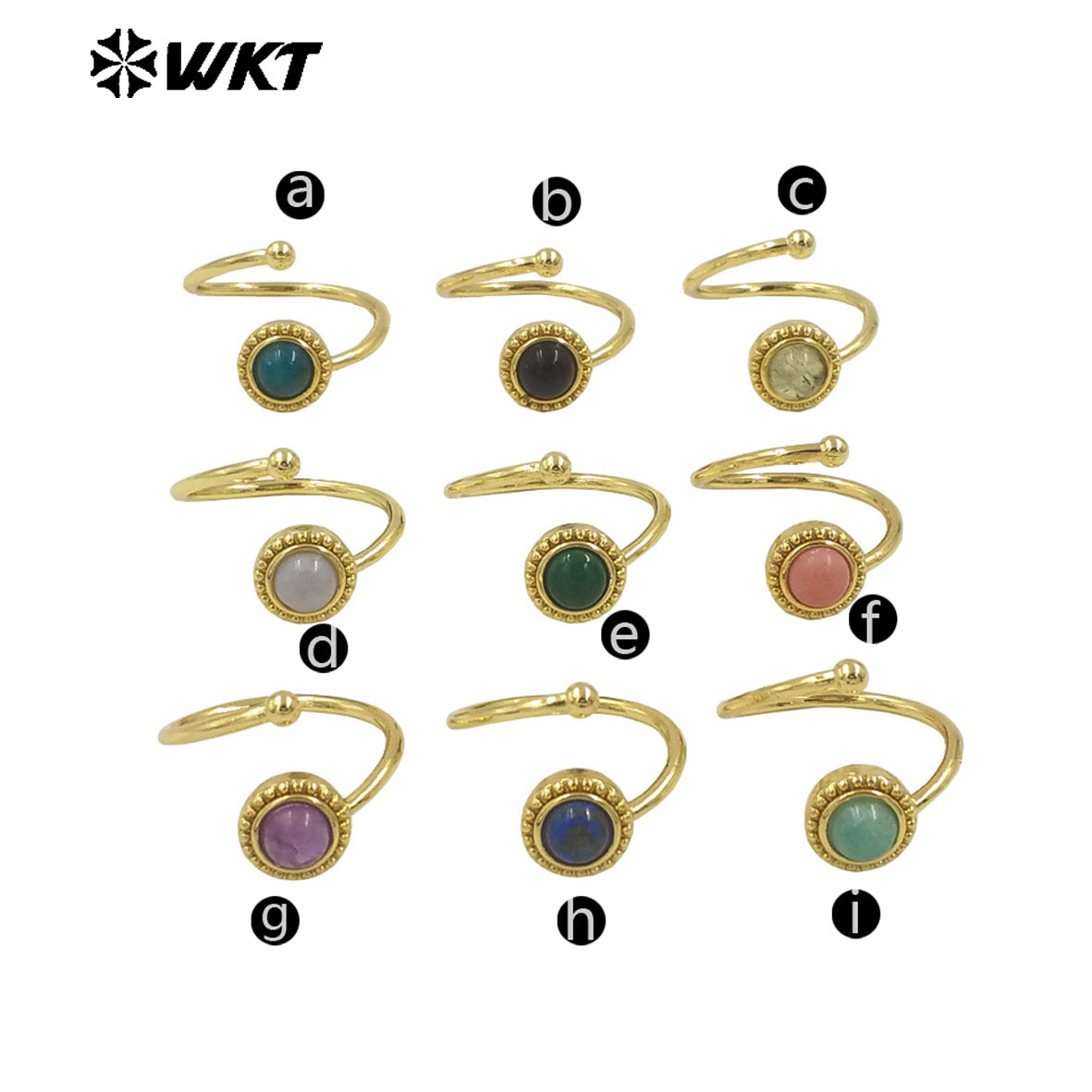 WT-R539 Newest Fashion Gold Plated Natural Gemstone Round Women Anniversary Birthday Gift Ring