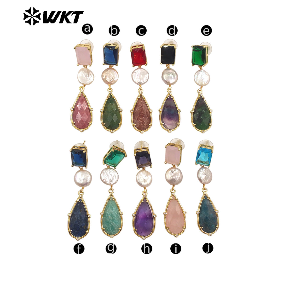 ME121 Wholesale Gold Plated Women Gemstones Earrings Jewelry Natural Amazonite Stone WaterBDrop Shape Romantic Ladies Gift