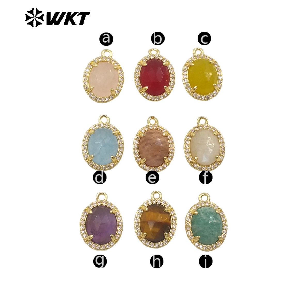 WT-P1991 on Sale Stylish Little Zircon Set With Multiple Gemstone 18K Gold Plated Round Unisex Pendant As Daily Dress and Gift