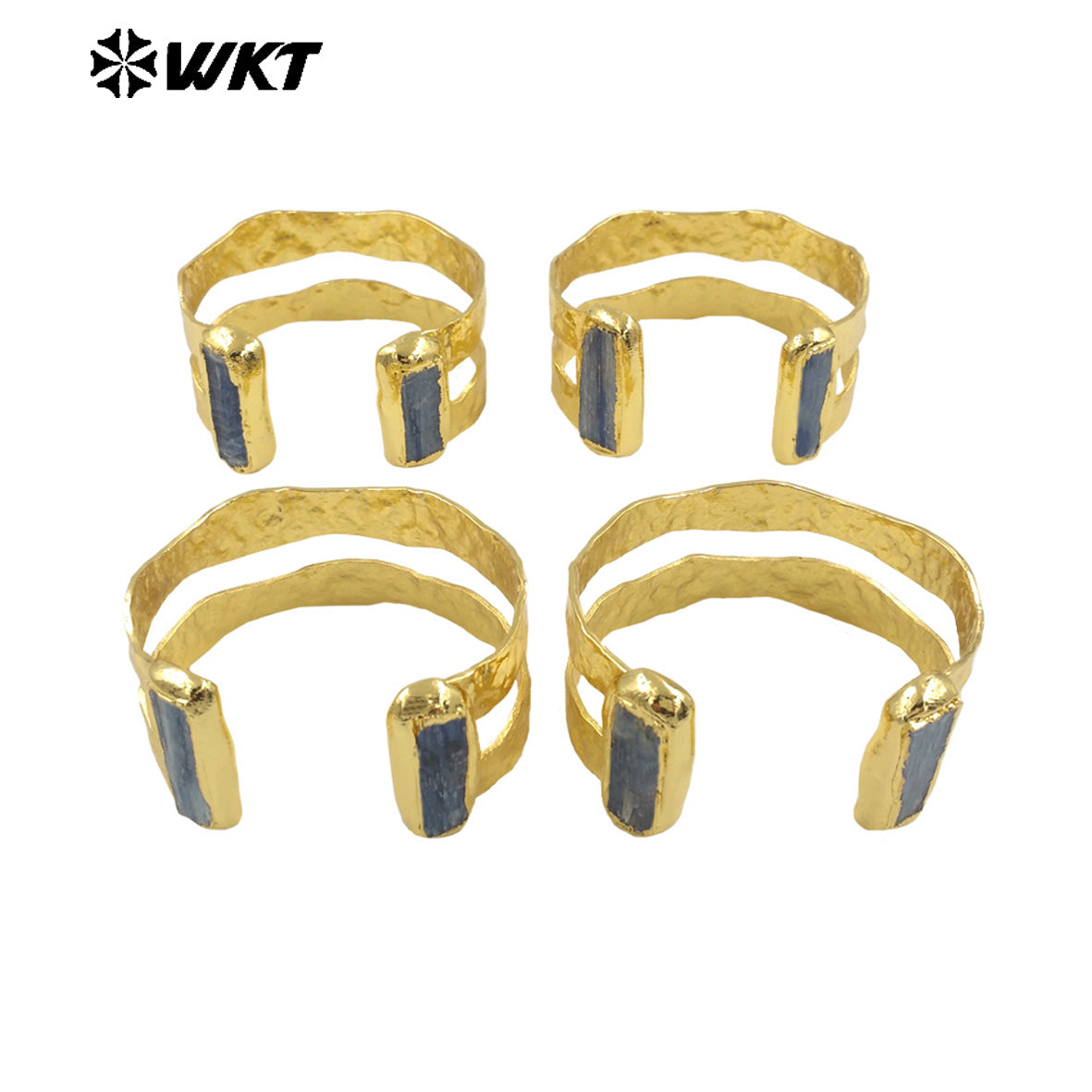 WT-B665 Hot New Arrival Natural Blue Kyanite Stone Bangle With 18k Gold Plated Can Be Adjustable for Women Special Gifts Jewelry