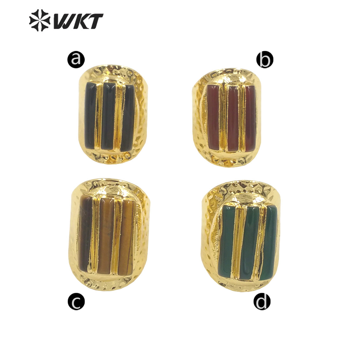 WT-R413 European and American Rings Rock 18k Real Gold Plated Multicolor Gemstone Rings Women's Jewelry Natural Gemstone Rings
