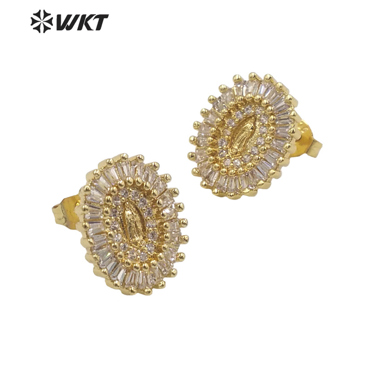 WT-ME099 Wholesale Newest Vintage Style Cubic Zircon Fashion Light Luxury Natural Shell With Enamel Micro Paved Earrings Studs
