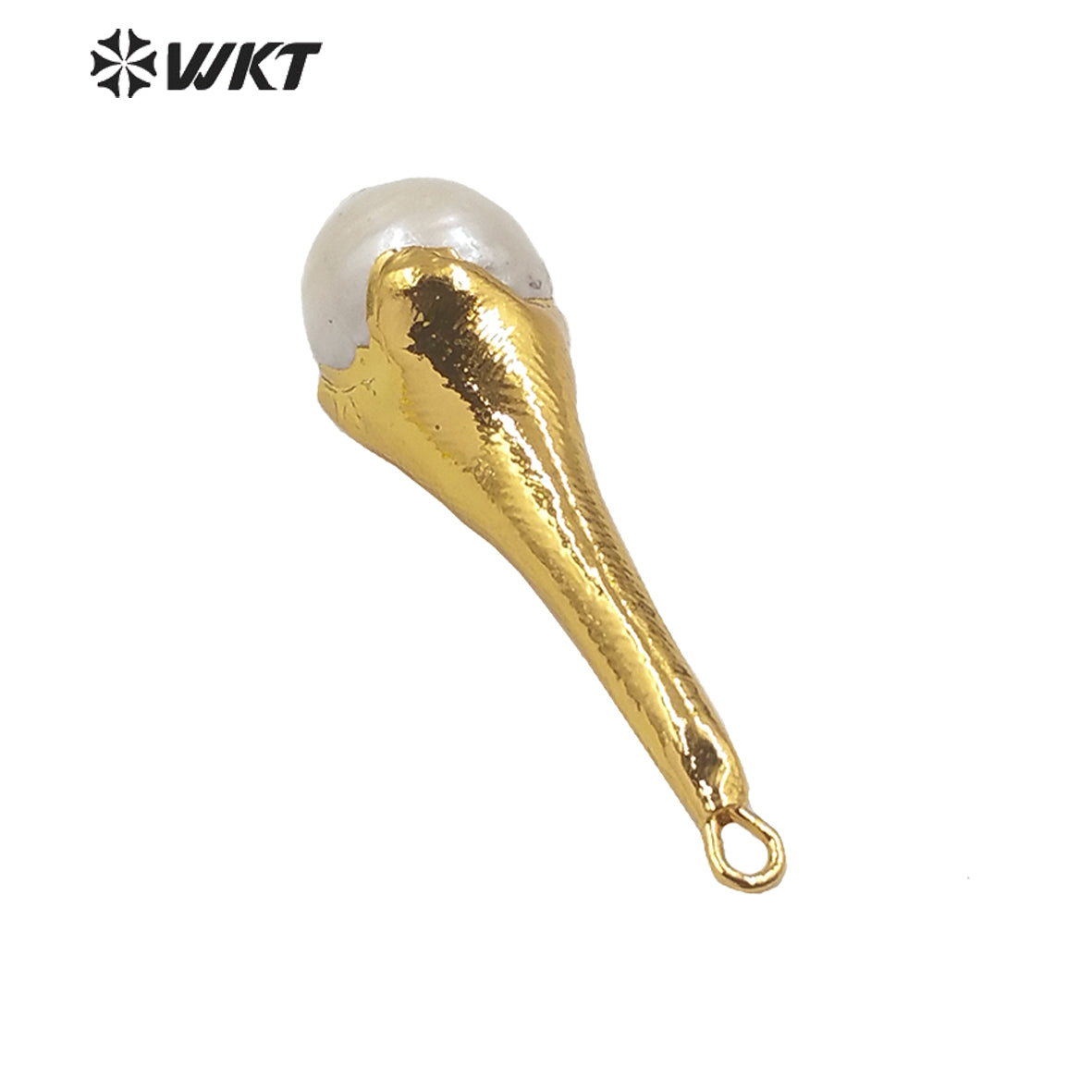 WT-JP193 Women Gold Plated Torch Shape Baroque Pearl Pendant Wholesale Fashion Gold Long Natural Baroque Pearl Pendant