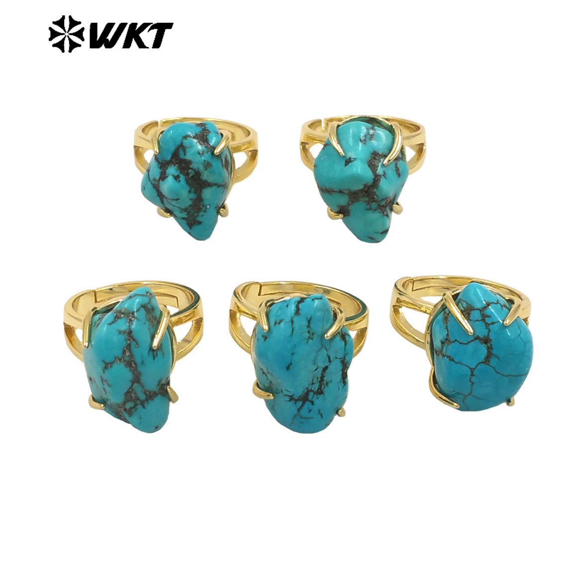 WT-R546 Wholesale Hotsales and Beautiful Turquoise Ring With 18k Yellow Gold Plated for Lady Birthday Gifts