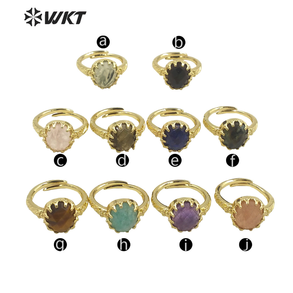 WT-R488 WKT Fashion Design Trendy Gift for Women Colorful High Quality Gorgeous Natural Gemstone Stone Ring