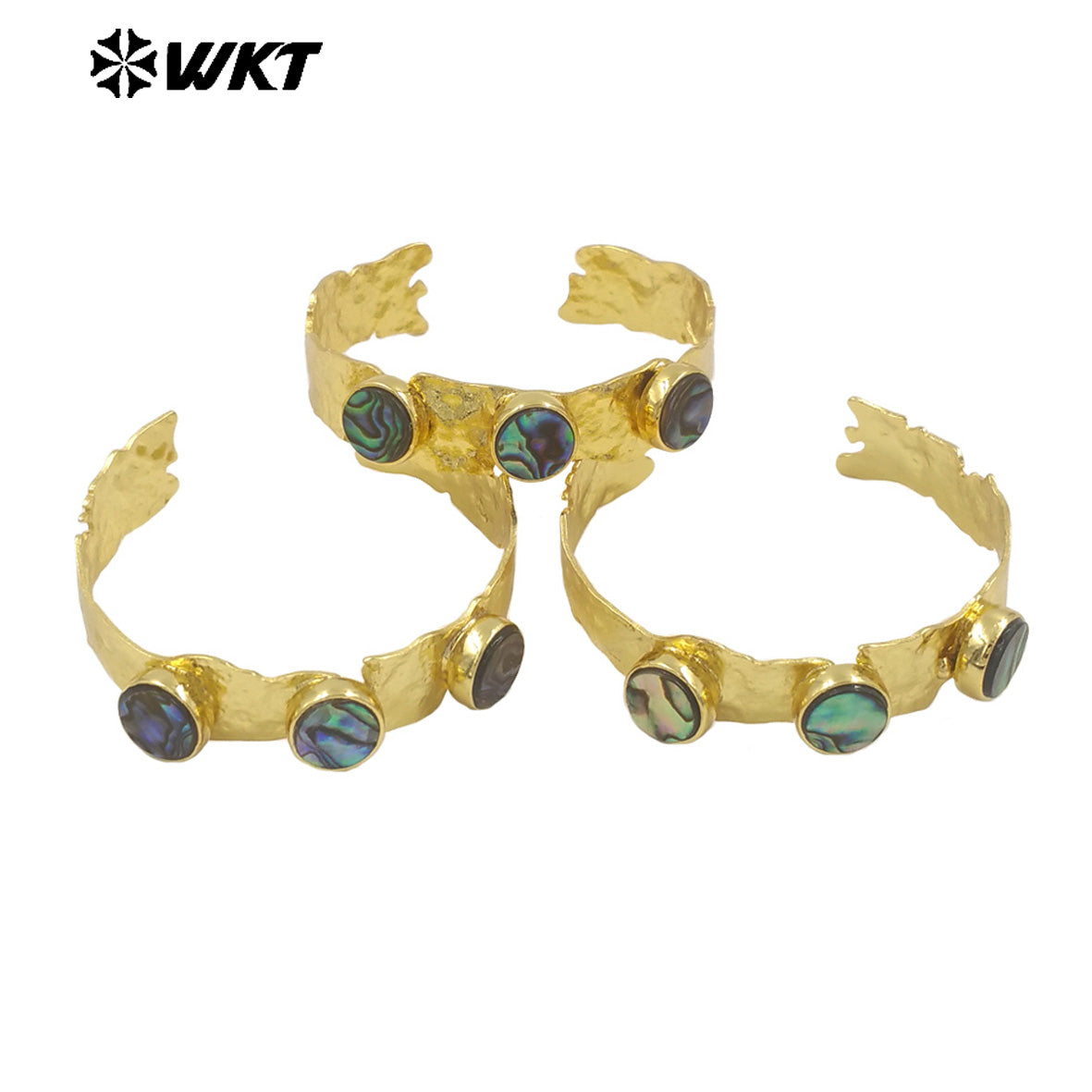 WT-B680 Unique Design Fashion Jewelry 18K Gold Plated Exquisite Three Abalone Shell Adjustable Bracelet for Women As Daily Wear